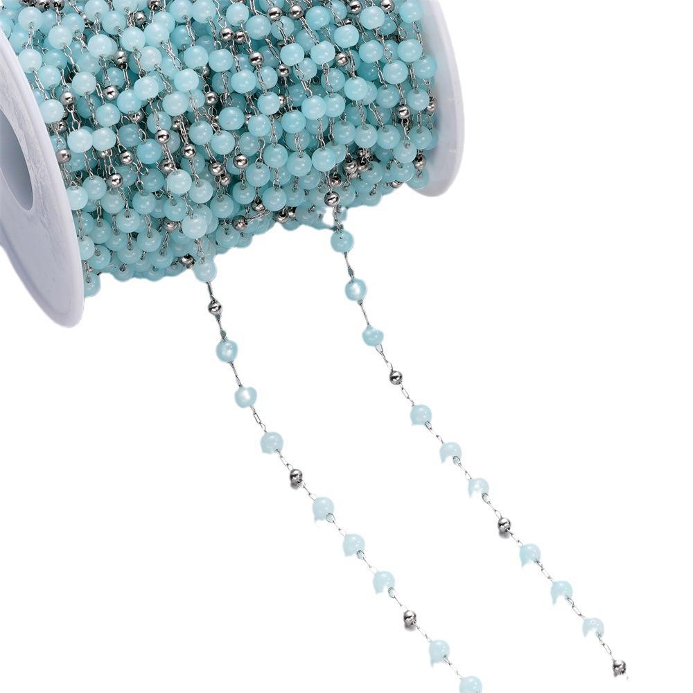 Chaîne à billes colorées œil de chat en acier inoxydable d'1 mètre pour bijoux DIY
