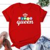 Summer Short Sleeved Harajuku Streetwear Women New Bingo Queen Print Casual Round Neck Aesthetic Clothes