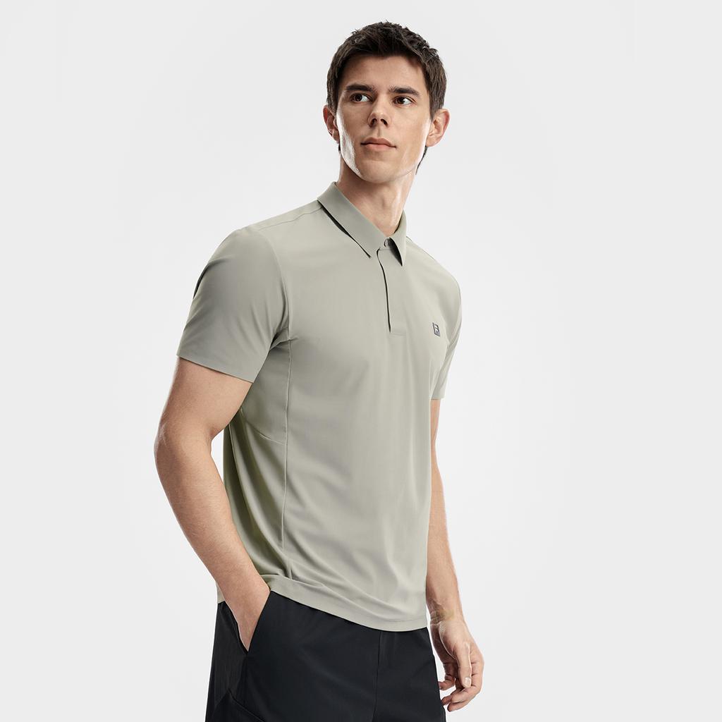 FILA Fitness Series Simple Sports Training Casual Comfortable Moisture-Wicking Quick-Dry Short Sleeve Polo Shirt Men tops Gray Brown A51M621108FGY