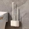 Wall-Mounted 3-in-1 Drainable Toilet Brush Set for Bathroom Corner Cleaning