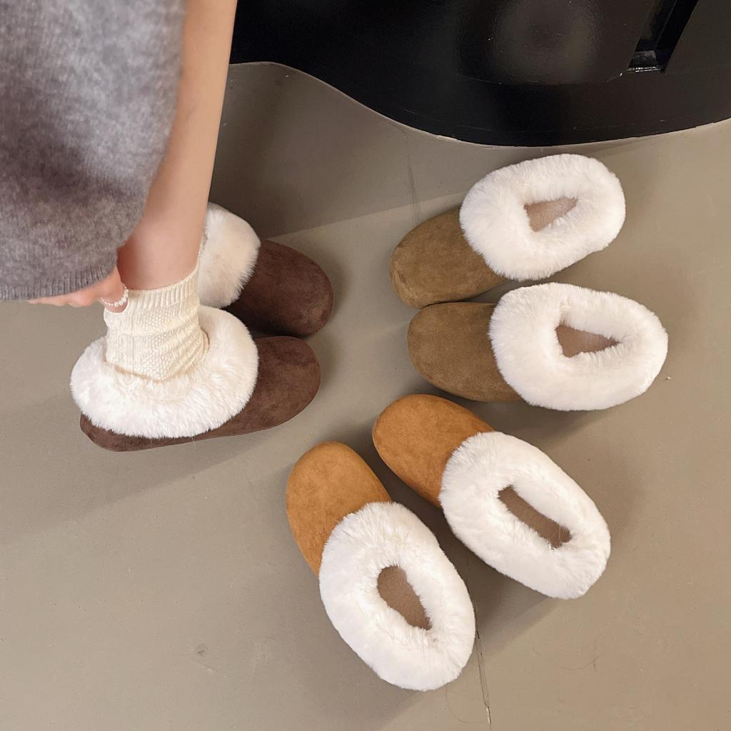 Women's Thick-soled Winter a Footstool Hairy Mouth Lightweight Warm Anti Cold Padded Snow Boots Non-slip Wear Casual Sneakers Cotton Boots