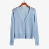 Cotton Thin Knit Cardigan for Women V-neck Long Sleeve Button Down Elatic Cardigan Casual Fashion Solid Knit Sweater Breathable Lightweight Tops