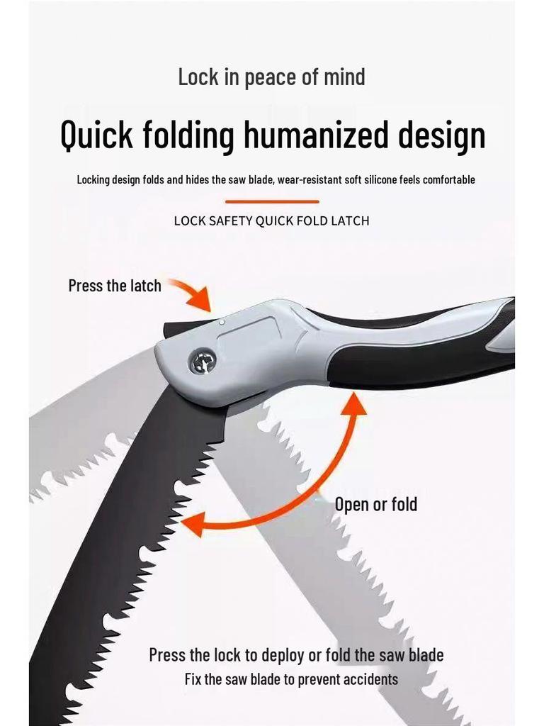 Folding Manganese Steel Hand Saw for Woodworking, Tree Cutting, and Gardening