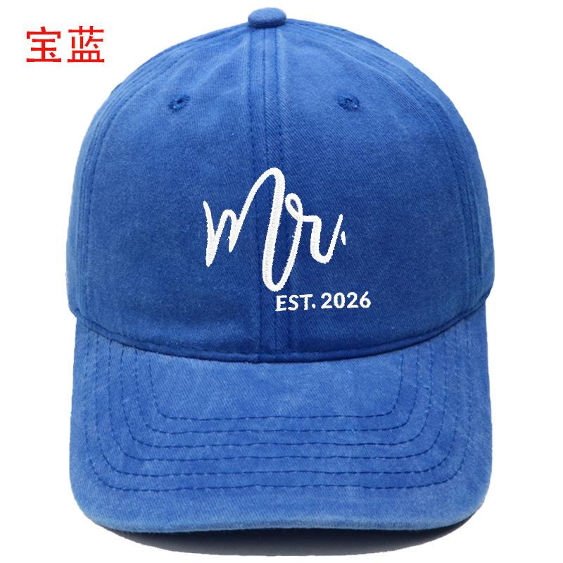 Popular Mr. Mrs. Embroidered Baseball Cap Washed Retro Male and Female Couples Casual Outdoor Sun Hat