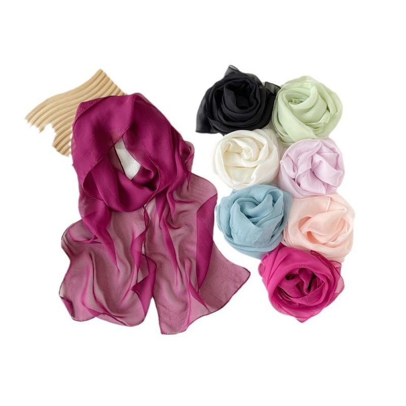 Solid Color Scarf Long Strips for Women Spring and Summer Color European and American Thin Scarf Neck Scarf Hair Strap Hair Strap