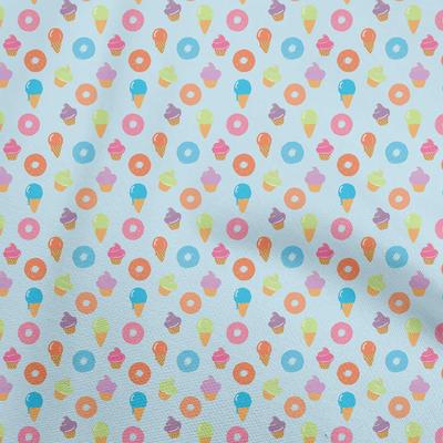 Tissu en coton flex bleu clair motif pastèque pour couture, imprimé, au mètre, 40 pouces