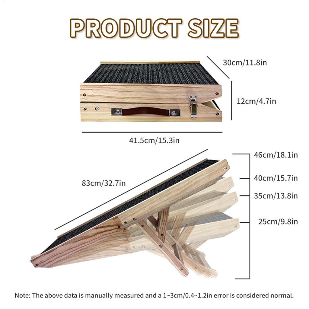 Dog Ramp For Couch 4-Level Foldable Portable Stairs Wooden Dog Steps For Bed For Dogs Cats Couch Suv Indoor Various Furniture