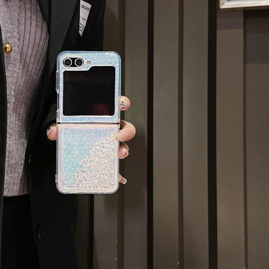 Flowing Sand Silver Case for Samsung Galaxy Z Flip 6: Girly Protective Cover for Gen 3/4/5 Foldable Screens