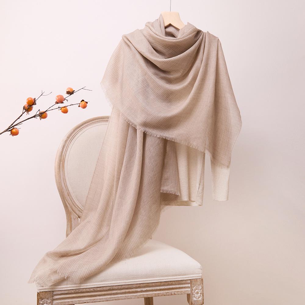 Inner Mongolia Water Soluble Cashmere Vertical Stripe Scarf - Women's Sunscreen Neck Warmer and Versatile Winter Shawl
