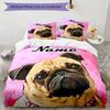 3PC Custom Name Pug Pearl Necklace Art Bedding Set Duvet Cover Closure Includes 1 Duvet Cover & 2 Pillowcases for Bedroom