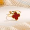 New Four-Leaf Clover Women's Titanium Steel Ring Opening Adjustable Finger Ring Small Design Sense Of Jewellery