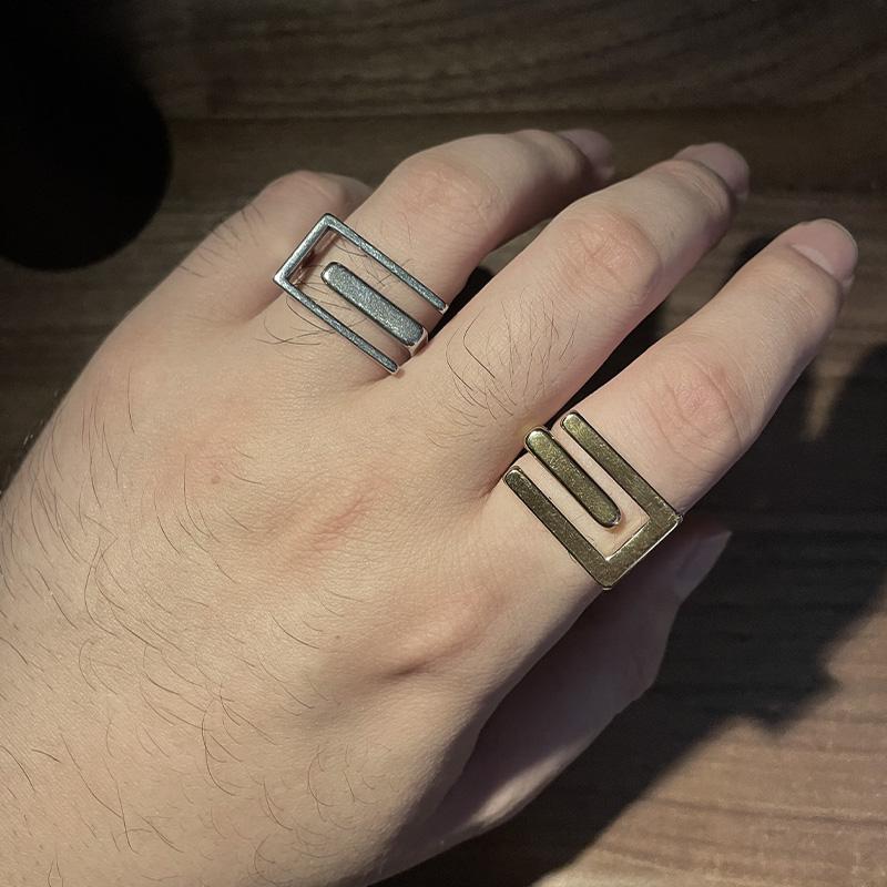 Anel Geométrico Criativo Vazado Para Mulheres Homens Cor Dourada Liga de Zinco Anel de Aço Inoxidável Acessórios de Moda Unissex Designer Zircônia