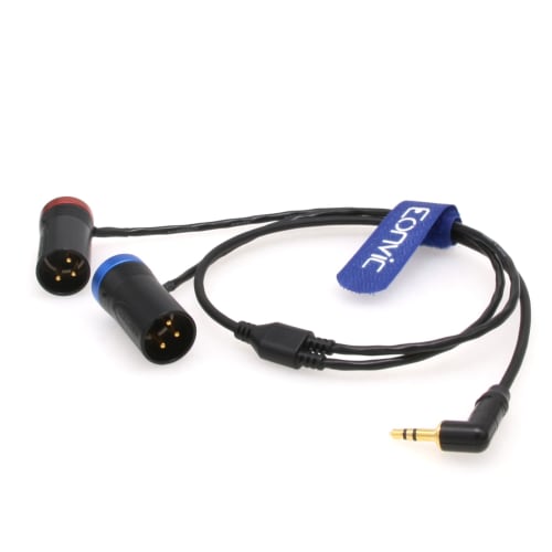 Eonvic 3.5mm Right-Angle TRS To Double Low-Profile XLR 3-Pin Male Y Cable for Rode Wireless GO II Dual-Channel Wireless Microphone Receiver with Recor