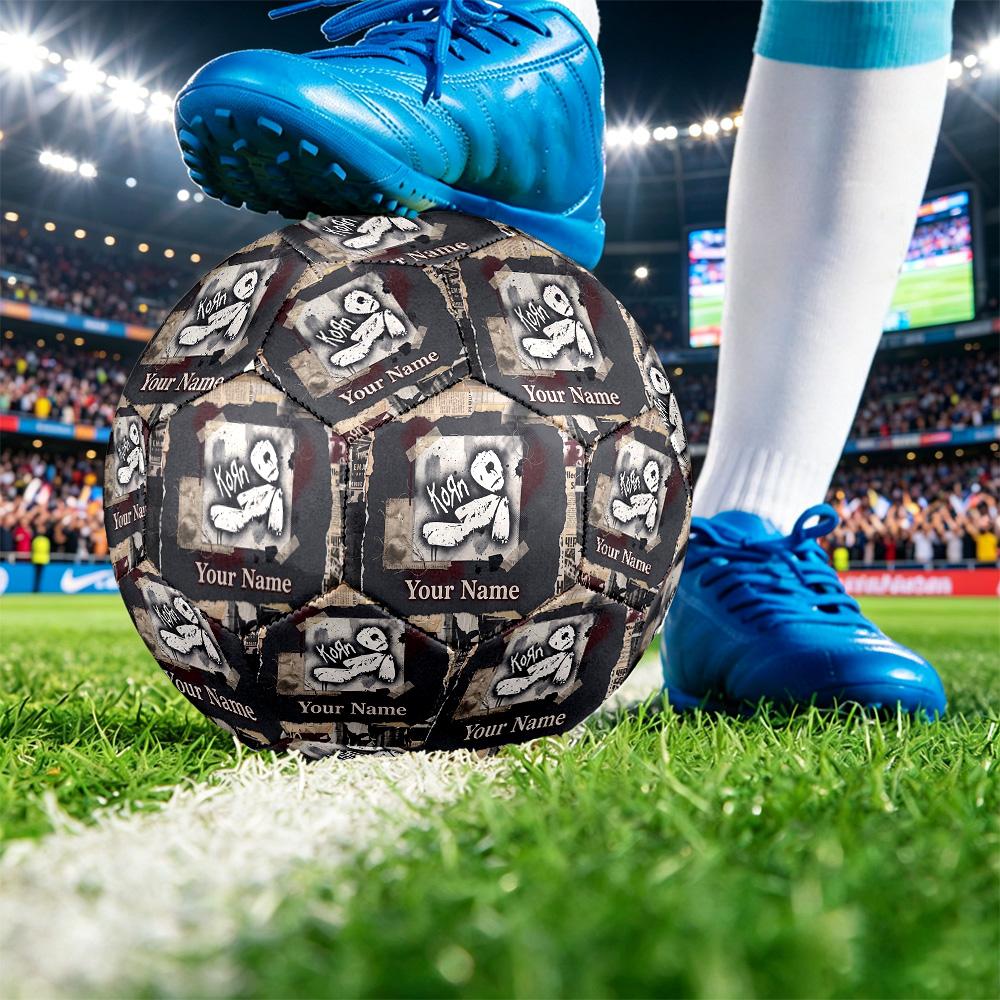 Korn Size 5 Football, Custom Name Text Personalized Soccer Ball Sport Training Gift