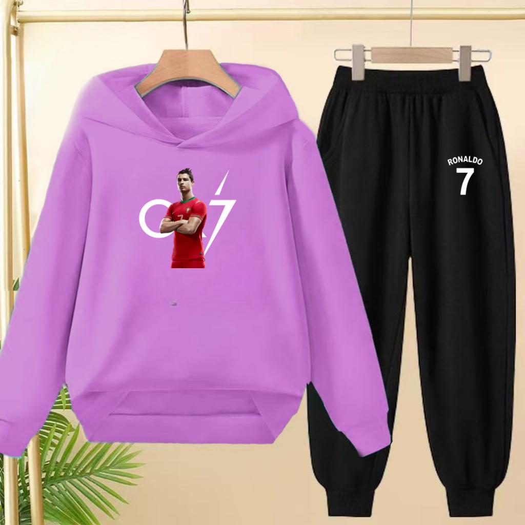 A Loose and Casual Sportswear Set of Hooded Sweatshirts and Trousers for Children, Suitable for Boys and Girls Aged 3 To 13