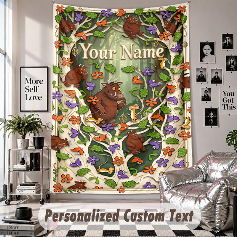 Arazzo da Appendere alla Parete con Nome e Testo Personalizzati, Arazzo Decorativo The Gruffalo per Camera da Letto