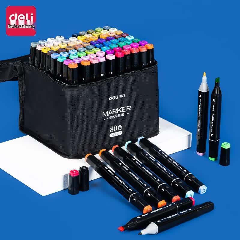Deli 60-Color Double-Ended Marker Pen Set