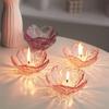 Nordic Style Glass Sakura Disc Gold Inlay Flower Candle Holder Creative Sauce Bowl  Ice Cream