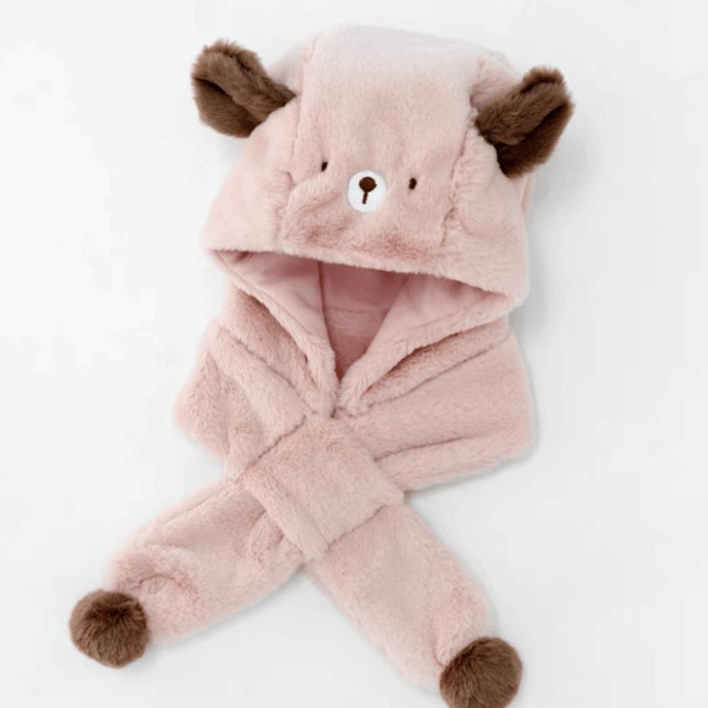 Windproof Winter Baby Hat Scarf One-Piece Infant Beanies Cap Cute Kids Hat Hooded Scarf