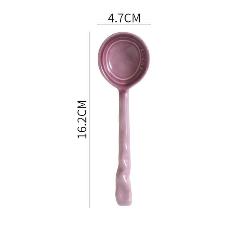 1 pezzo cucchiaio da zuppa in ceramica stoviglie creativo tinta unita manico lungo cucchiai da dessert cucina utensili da cucina
