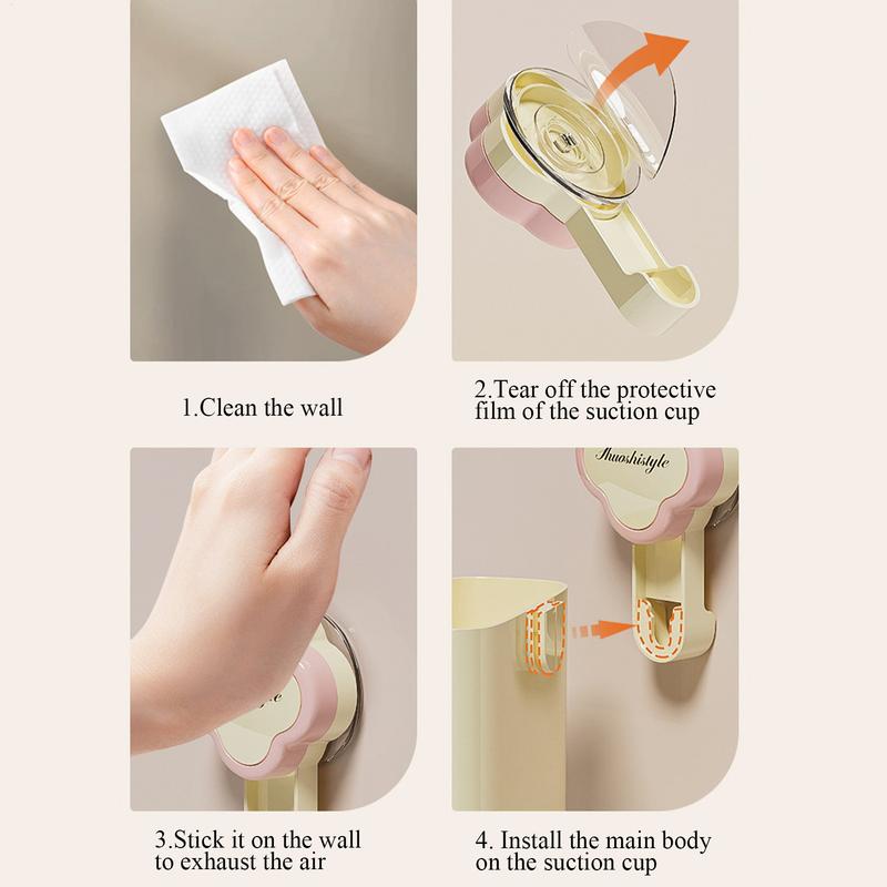 Zahnbürsten-Zahnpasta-Halter mit Becher Saugnapf Mundspülbecherhalter Sicher und Unschädlich Zahnbürsten-Organizer für Hotel Wohnheim