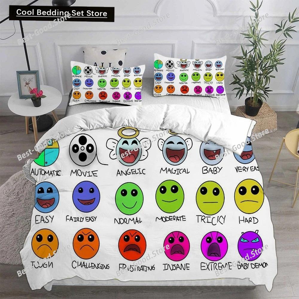 3D Geometry Dash Bedding Set Comforter Quilt Bed Cover Duvet Cover Pillow Case 3 Pieces Set Bedroom Decoration Home Textiles 032