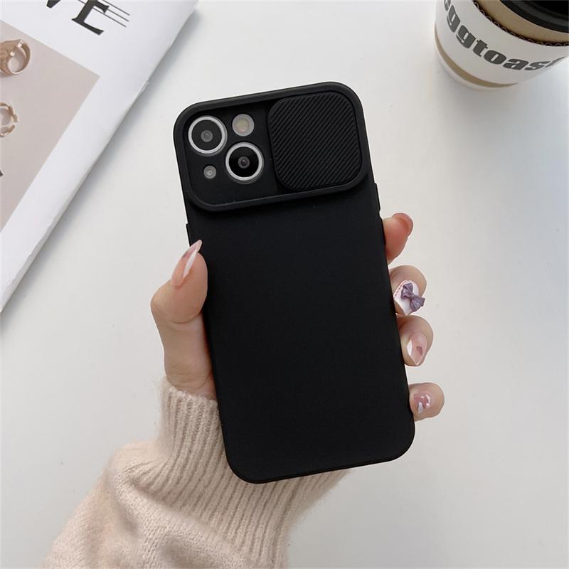 Slide Camera Protection Candy Color Θήκη τηλεφώνου Μαλακή σιλικόνη για iPhone15 14 13 12 11 Pro XS Max Mini X XR 7 8 Plus Κάλυμμα προφυλακτήρα
