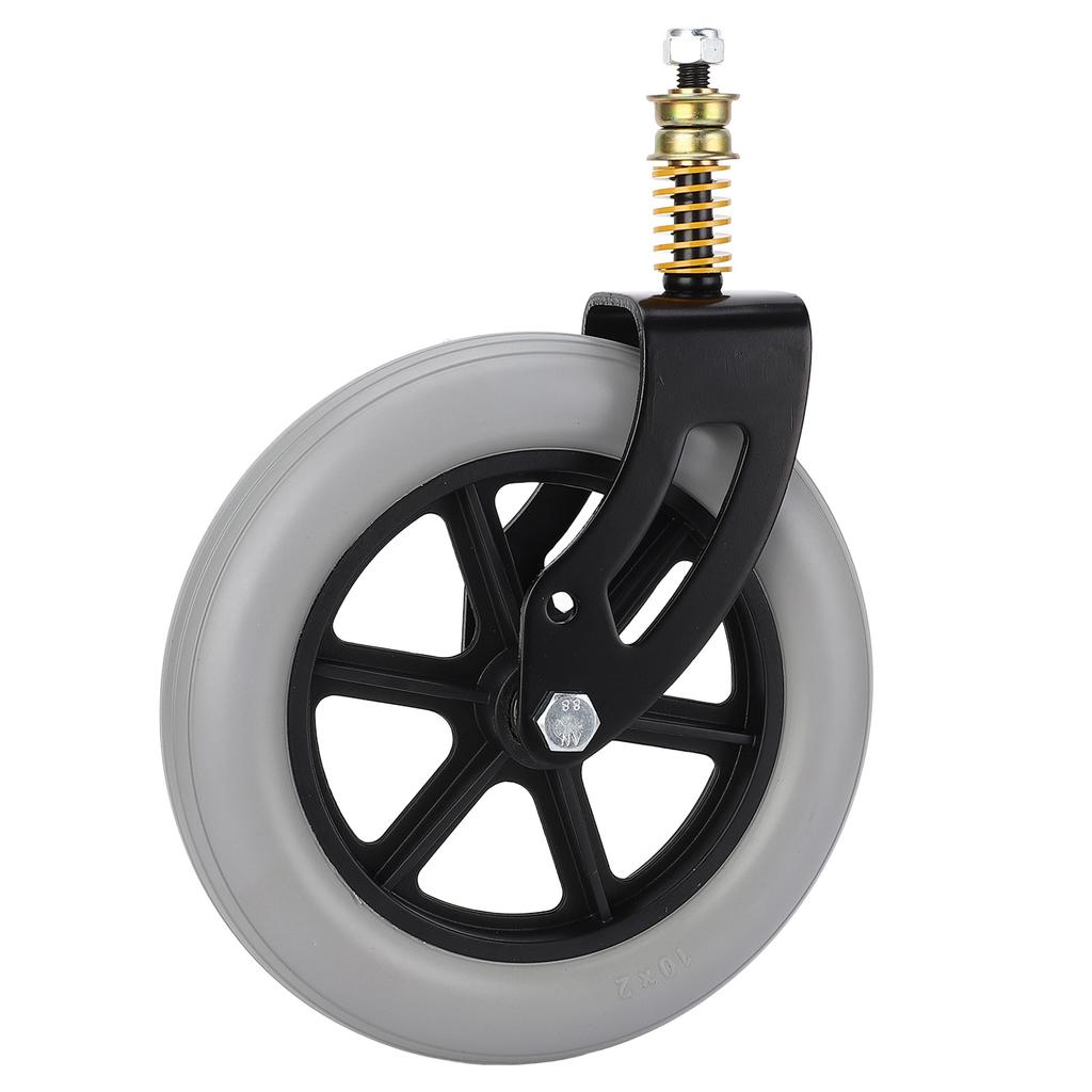 Wheelchair Caster Assembly Front Universal PU Hub Solid Spring Shock Absorber Wheel 10 X 2in