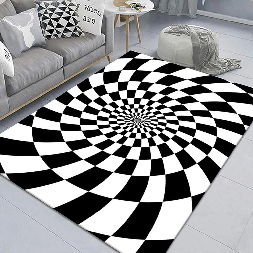 3D Vortex Illusion Carpet for Living Room Home Decorations Sofa Table Large Area Rugs Bedroom Bedside Foot Mat Non-slip Doormat