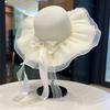 Bow Flower Big Brim Beach Straw Hat Women Spring and Summer New Seaside Sunshade Sun Hat Tide