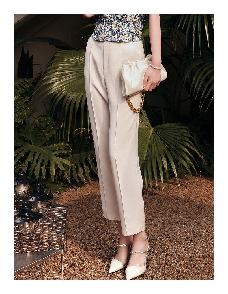JZ Jiuzi Light Workplace Pearl White Vinegar Fiber Pants
