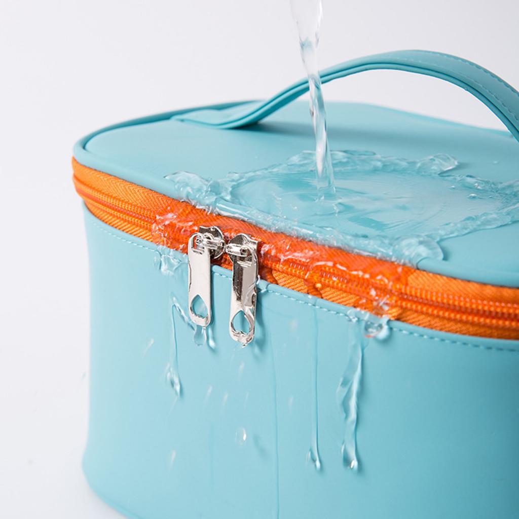 Cosmetic Bag Waterproof PU Leather Portable Fashionable Makeup Toiletry Bag with Handle for Daily