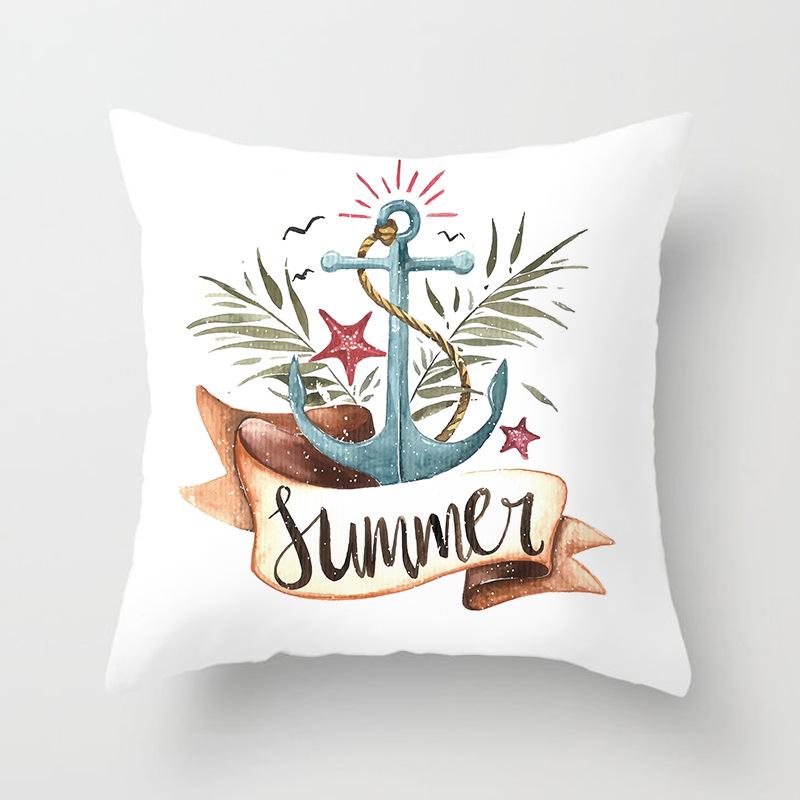 Retro Mediterranean Ocean Digital Print Peach Skin Pillow Cover Cushion Cover Wish Home Products Cushion Cover