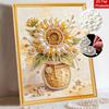 DIY Pearl Painting Canvas Sunflower Design Shiny 3D Bead Art Kit Creative Leisure Craft for Living Room Wall Decor