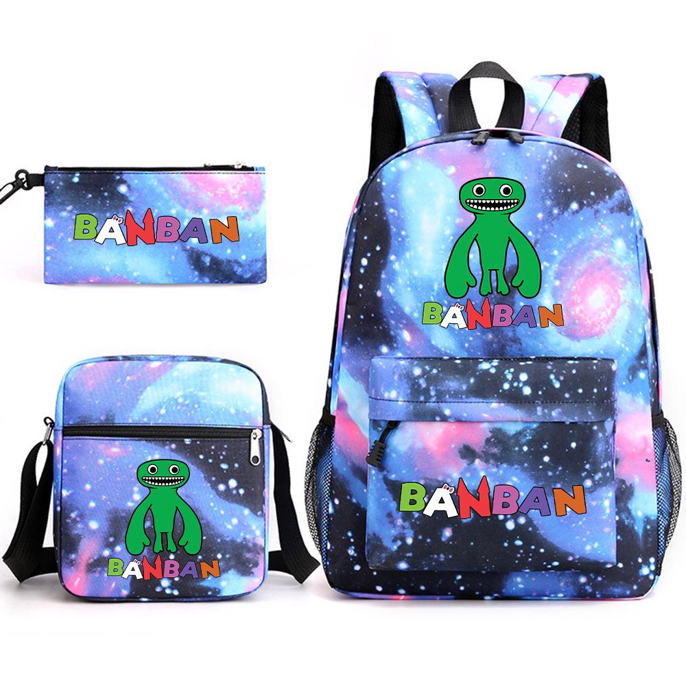 Three-piece Foreign Trade Schoolbag Casual Canvas Backpack Male and Female Students Backpack Printing