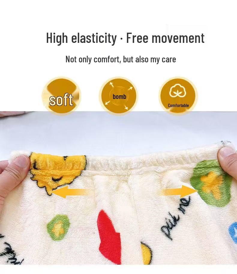 Children's Coral Fleece Flannel Pajamas - Cartoon Round Neck, Thickened Velvet Set for Boys, Girls, Babies