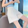 Sommer 2026 Damen High Waist Weiße A-Linien Spitze Besatz Lässige Eis Seide Shorts