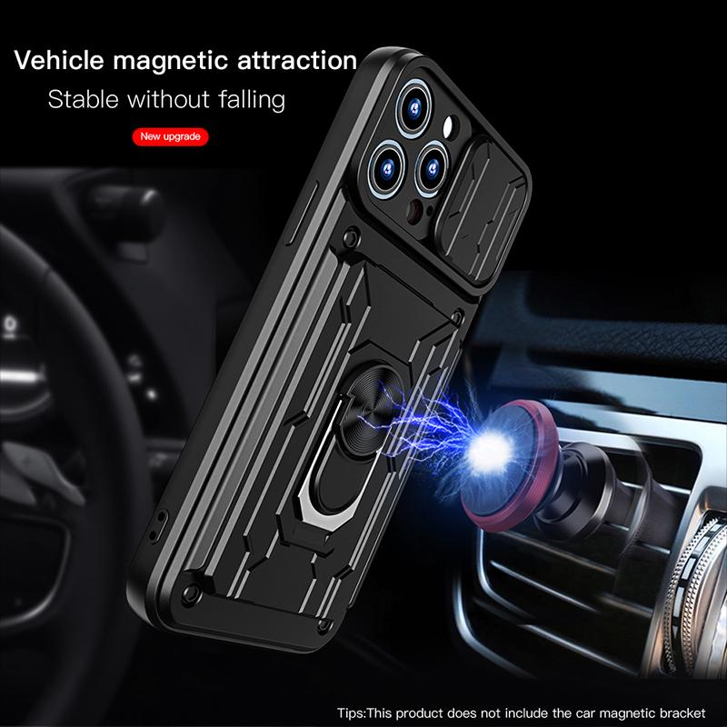 Slide Camera Lens Card Holder Case For Samsung Galaxy A53 A52S A33 A73 A22 A13 A32 A52 A72 A12 A21S A51 A71 A30 A50 S20 S21 Plus Ultra Armor Cover