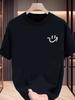 Herren Sommer Reine Baumwolle Lässig Locker Mode Einfach Lachendes Gesicht Muster Gedruckt Bequem Rundhals Kurzarm T-Shirt und Kinder T-Shirt
