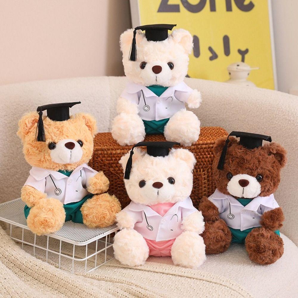 Cartoon Bachelor Bear Plush Toy With Doctorial Hat Bear Animal Doll  Graduation Season