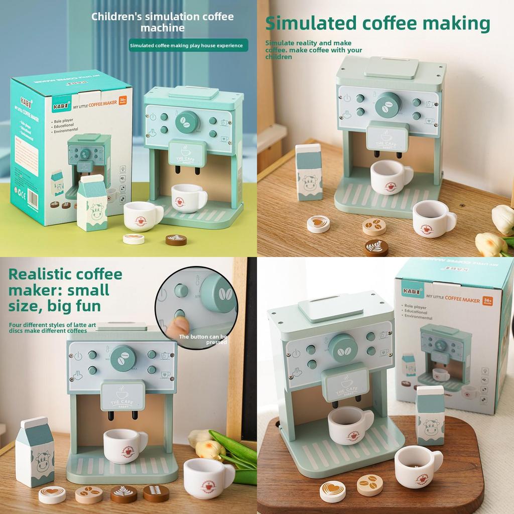 Wooden Childrens Play Kitchen Coffee Maker Toy For Early Education Fun And