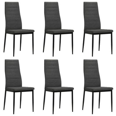 Vidaxl Dining Chairs, 6 Pcs, Dark Grey, Fabric Upholstered