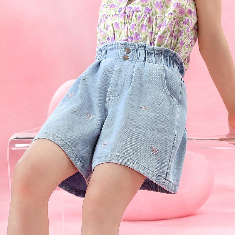 Girls Butterfly Embroidered Denim Shorts 160