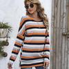 Oversize Women Loose Stripe Sweatshirt Sweater Round Neck Tshirt