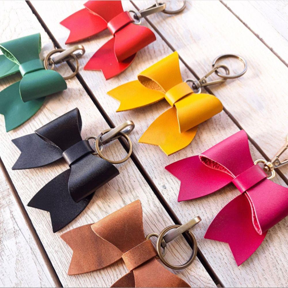 Luxury Bowknot Leather Keyring Korean Style Bag Pendant Sweet Pu Key Chain  Girls