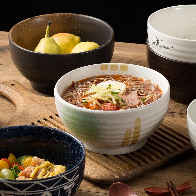 Japanese-Style Japanese-Style Ramen Bowl, Retro Soup Bowl, Large-Capacity Instant Noodle Bowl, High-Value Salad Bowl, Ceramic Rice Rice Rice Bowl