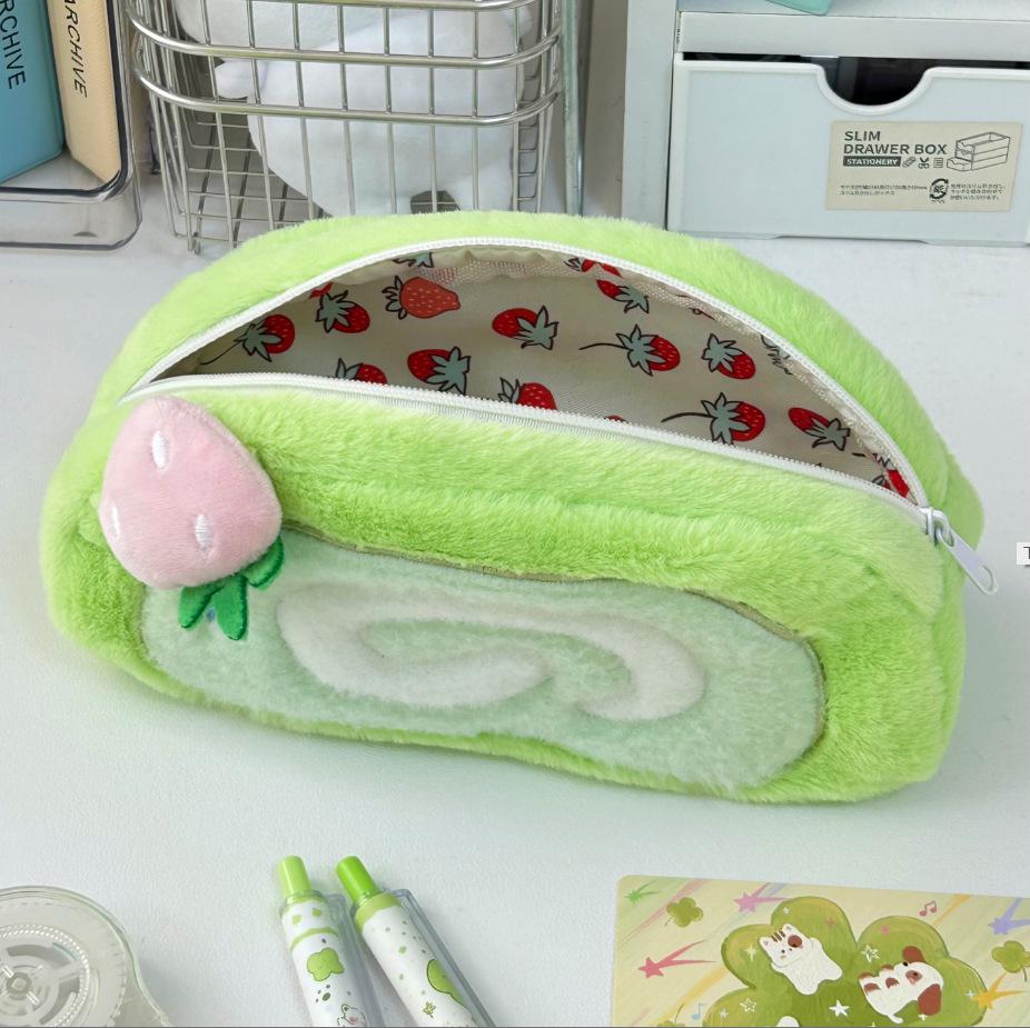 Cute Melon Plush Pencil Case – Creative & Versatile Stationery Storage for Students, Large Capacity