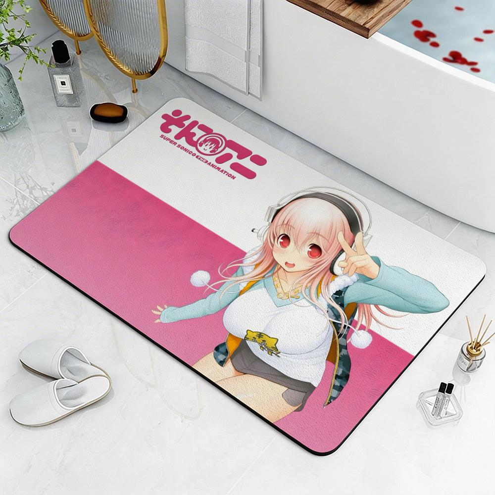Character S-Super Sonico Floor Mat Eco Diatomite Antibacterial Odor-Resistant Floor Mat & Drain Pad for Kitchen & Bathroom