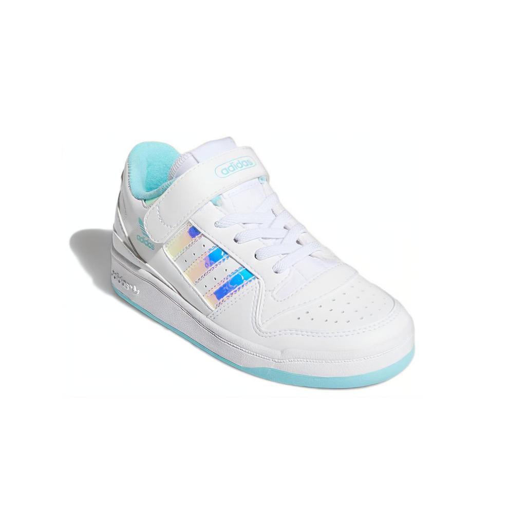 Adidas Originals FORUM Iridescent Low top Skateboard Shoes White Blue Children Aged 3 7 Years Old GZ8846