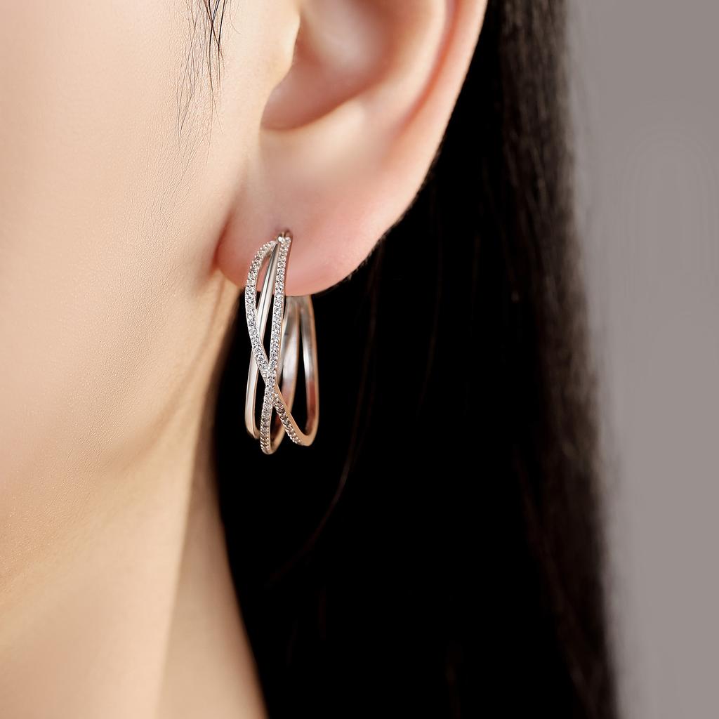Orstarry S925 Silver Earrings Fashion Curve Weaving Earrings For Women Party Birthday Gift Silver Jewelry